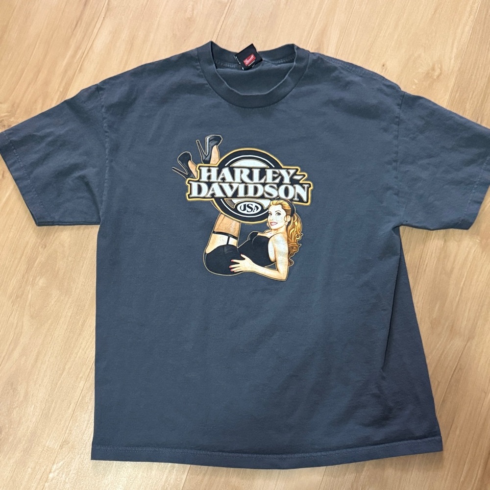 Harley-Davidson Navy Short Sleeve T-Shirt with Pin-Up Logo